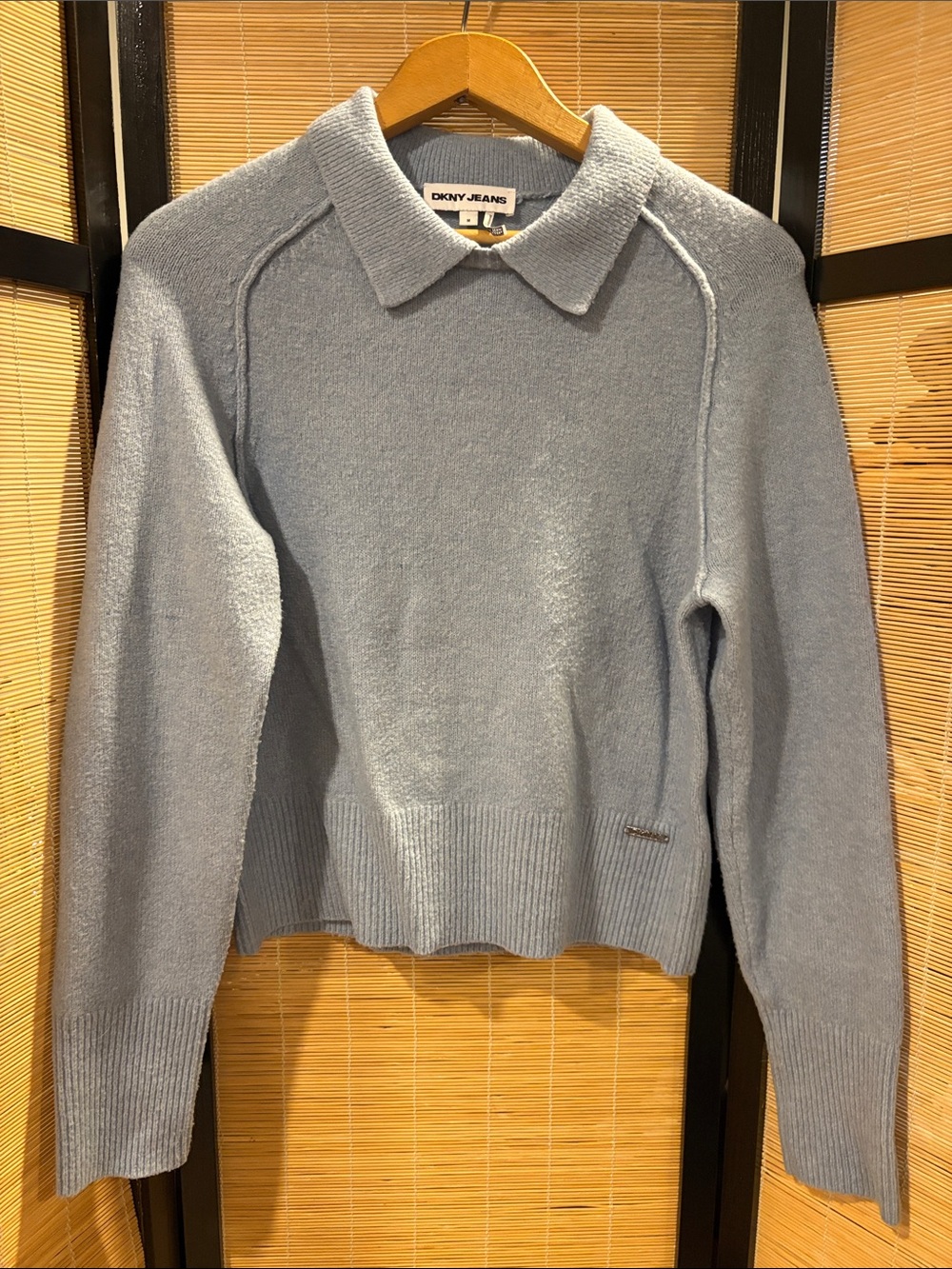 Dkny Light Blue Collared Knit Sweater
